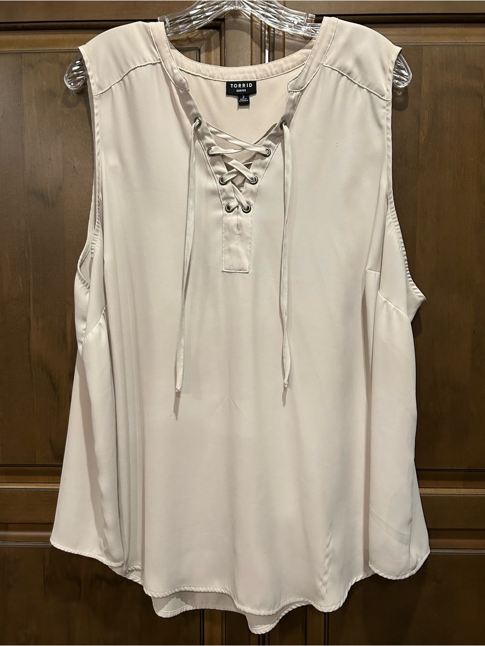torrid Light Beige Lace-Up Sleeveless Camisole